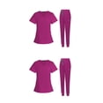 thumbnail image 3 of maskred Ensemble de Vêtements Médicaux pour Femmes Col en V Lavable en Machine Manches Courtes Costume Confortable Rose Rouge P 2Ensemble, 3 of 6