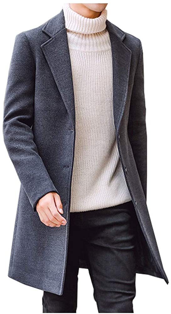 KEDERA Men's Notched Lapel Collar Wool 