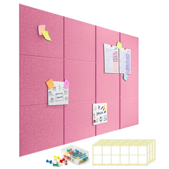 Large Cork Board for Walls - 12 Packs Bulletin Board,48"x36" Cork Board Felt Wall Tiles for Home, School & Office Decor Pin Board,Cork Felt