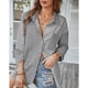 thumbnail image 1 of Camisa informal para mujer, blusa de manga larga con solapa y rayas para mujer, valor excepcional, 1 of 7