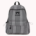 thumbnail image 6 of Stripe School Backpack, Bowknot Embroidery Bag with Drawstring Side Pockets, Lightweight Breathable Bookbag for College Travel (Black), 6 of 6