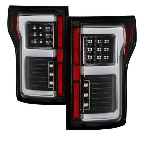 Fits 2015-2019 Ford F-150 Spyder Automotive Tail Light Assembly - LED 5085313 Tail Light Assembly- LED; Clear/Red Lens; Bar Style; Black Housing; Set Of 2
