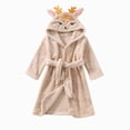 thumbnail image 5 of NOLDARES Boys Girls Robe Kids Flannel Hooded Bathrobe Sleepwear Pajamas Toddler Soft Plush Robes for Girls,Khaki,7-8 Y, 5 of 9