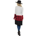 thumbnail image 5 of Women's Open Front Long Knit Cardigan Draped Snap Buffalo Plaid Shirt, 5 of 6