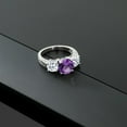 thumbnail image 5 of Gem Stone King 3.50 Cttw Purple Amethyst and White Topaz 3-Stone Women Ring | 925 Sterling Silver | Gemstone Birthstone | Three Stone Wedding Engagement Anniversary Promise Ring for Women | Size 6, 5 of 5