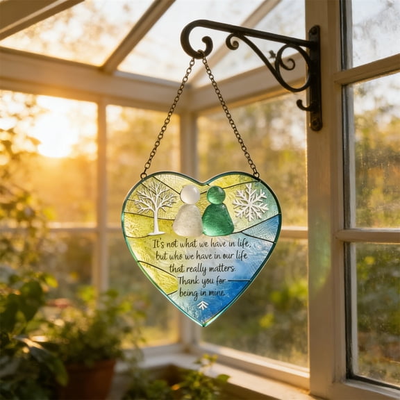 Heart Shaped Sea Glass Friendship Decor, Translucent Blue Accent Piece for Shelf, Meaningful Gift for Best Friend, Mom, or Sister
