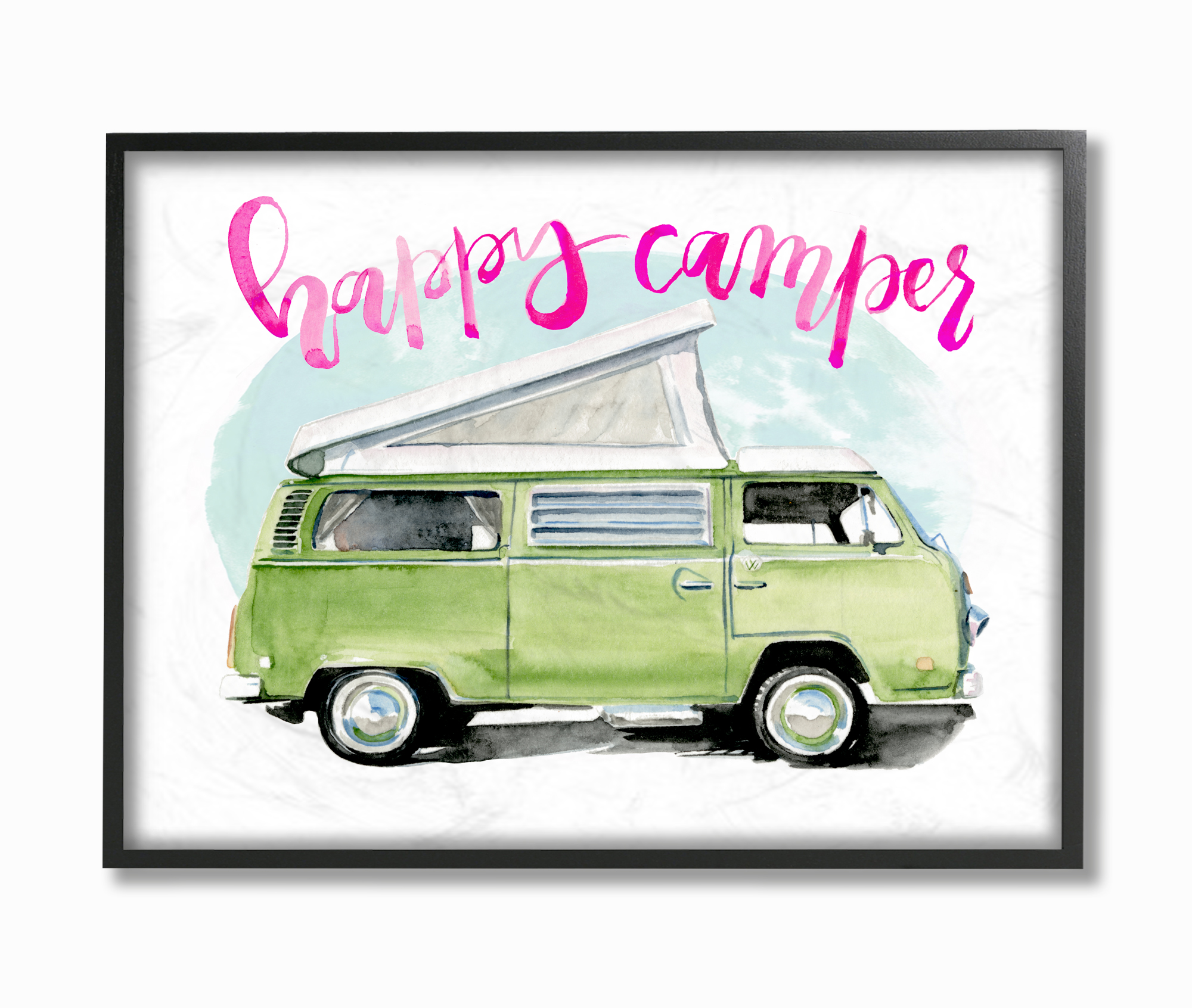 The Stupell Home Decor Happy Lime Green Camper Watercolor Framed Giclee Texturized Art 24 x 30 Multi-Color