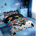 thumbnail image 4 of jejeloiu Colorful Astronaut Theme Queen Comforter Set,Hippie Alien Bedding Sets,Cartoon Astronau Bedding Comforter Set For Boys Kids,Breathable Home Decor Reversible,3 Pieces, 4 of 10