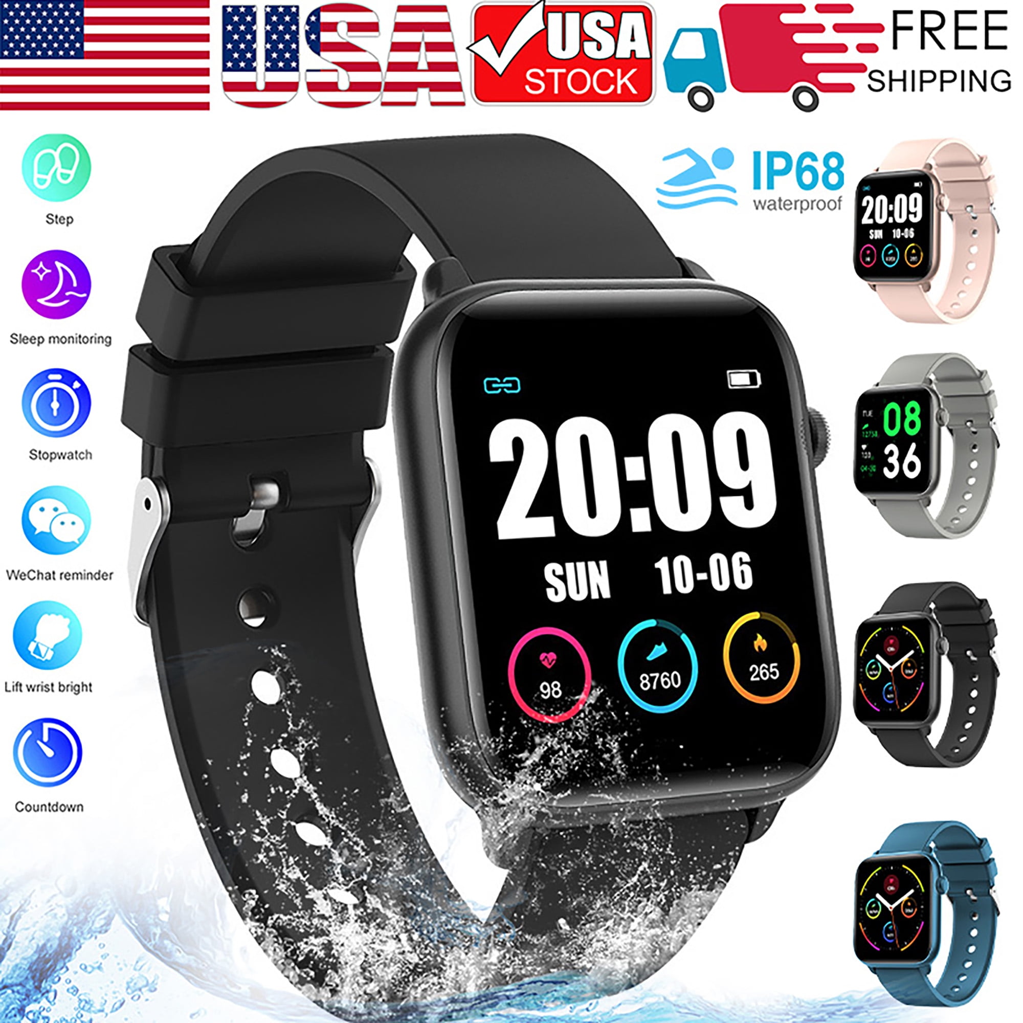 Mid-Ten KW37 Pro Smart Watch 24-Hour Body Temperature Monitoring  Thermometer Heart Rate Blood Pressure Smartwatch IP68 Fitness Bracelet  Remote Control Music\u0026Photography - Walmart.com