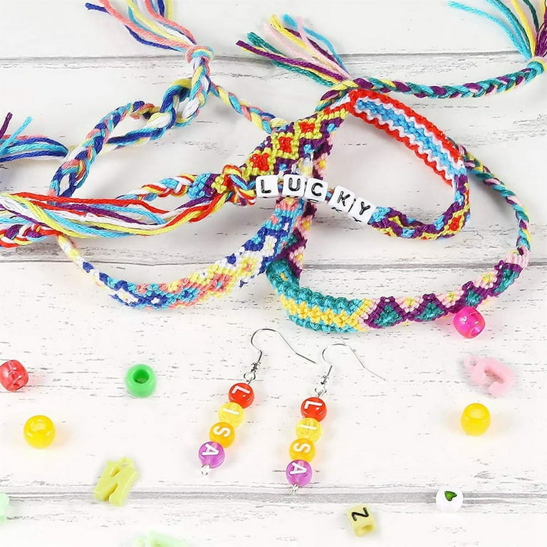 12 Styles Friendship Bracelet Kit with String and Letter Beads, Color  Embroidery Floss, Elastic Cord, Braiding Disc, Findings for Friendship