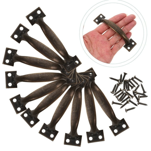 IBASETOY 10Pcs Dark Brown Vintage Bow Door Pull Handles Metal Drawer Closet Cabinet Hardware