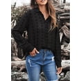 thumbnail image 7 of Asyoly Women Chiffon Blouse Swiss Dot Long Sleeve Button Down Casual Shirt Tops, 7 of 7