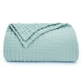 thumbnail image 7 of Love's cabin 6 Layer 100% Cotton Queen Muslin Blankets for Adults, Soft Lightweight Breathable Gauze Blanket for Bed or Couch, 90" x 90" Cyan, 7 of 7