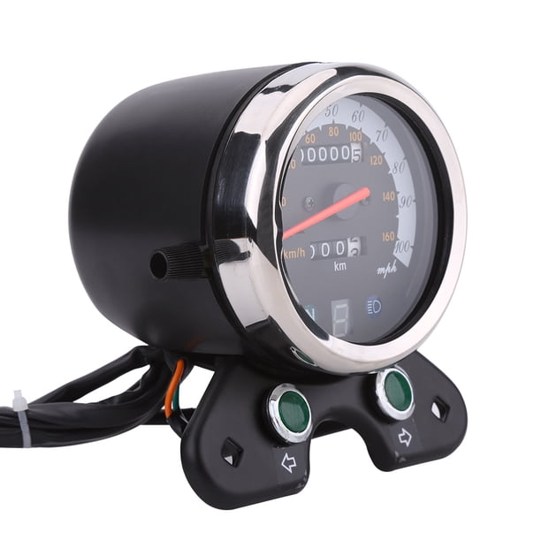 Velocímetro de Motocicleta ANGGREK Pantalla Digital de Doble Cuentakilómetros Universal Negro