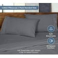 thumbnail image 3 of ROYALE LINENS 200 Thread Count 100% Long Staple Combed Cotton Pillowcases Set of 2 - Ultra Soft - Standard Bed Pillow Cover - 20"x26" - Breathable, Cool & Crisp Percale White (Std, Charcoal), 3 of 8