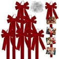 thumbnail image 4 of CoreLiving Christmas Card Holder Display and Hanging Wall Decor, Red Velvet Bow Photo Display for Xmas Home Party Door Window Seasonal Decoration, 4 of 6