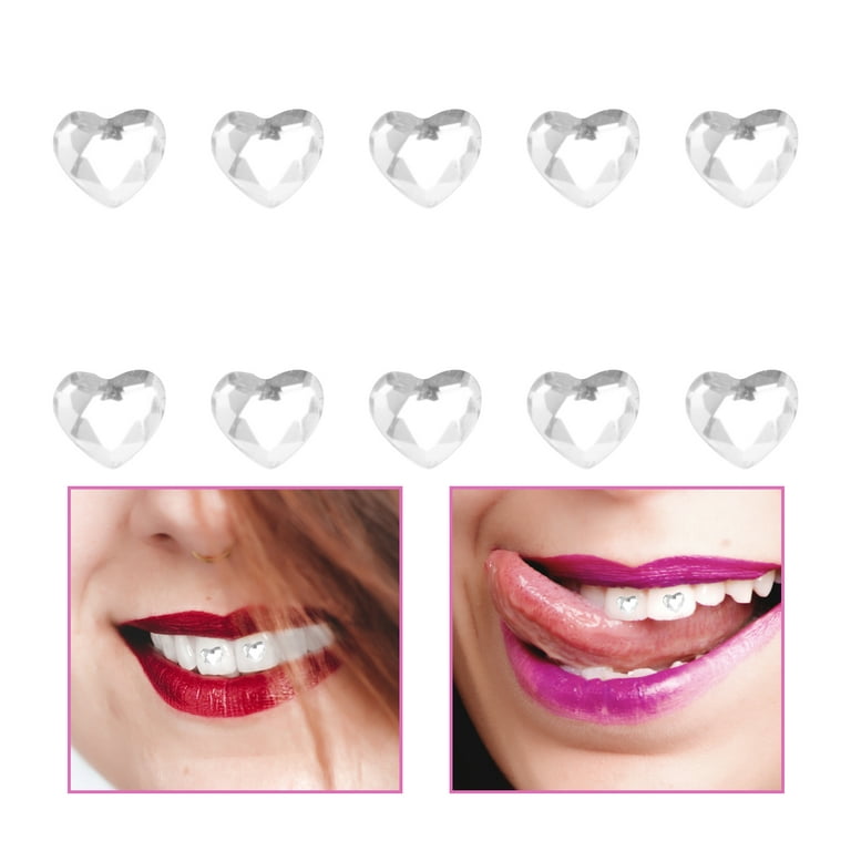 10pcs Love Heart Teeth Gems Crystal Teeth Jewelry Nails Gems Tooth Jewelry  Gems