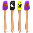 thumbnail image 1 of ColoMX Juego de 4 espátulas de silicona para Halloween, espátulas de silicona antiadherentes para hornear con mango de madera para cocinar y hornear, utensilios de cocina, espátula de crema, 1 of 8