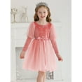 thumbnail image 2 of SILVERCELL 2-7T Toddler Baby Girls Christmas Velvet Dresses Casual Puff Sleeve Tulle Tutu Dress Sequins Stars Party Dresses, 2 of 7