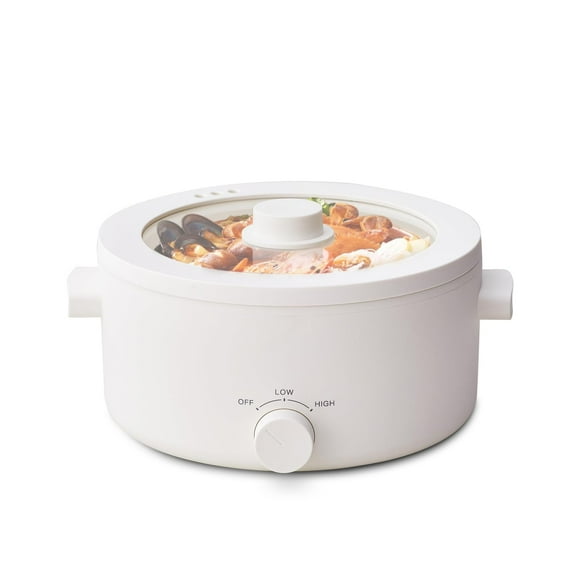 Olayks 3L Electric Pot for Cooking, Ceramic Glaze Non-Stick Shabu Shabu Pot Electric with Adjustable Power Control for Shabu Shab