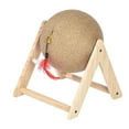 thumbnail image 2 of Poste para rascar gatos Bola de juguete Soporte de madera con campana y pluma Juguete interactivo versátil para mascotas para mantener a los gatos en Yinane bola rascadora para gatos, 2 of 7
