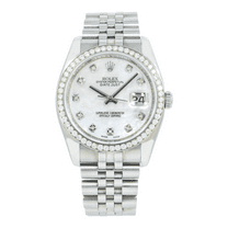 Pre-Owned Rolex Datejust 116234 36MM White Diamond Dial And Bezel With Stainless Steel Jubilee Bracelet