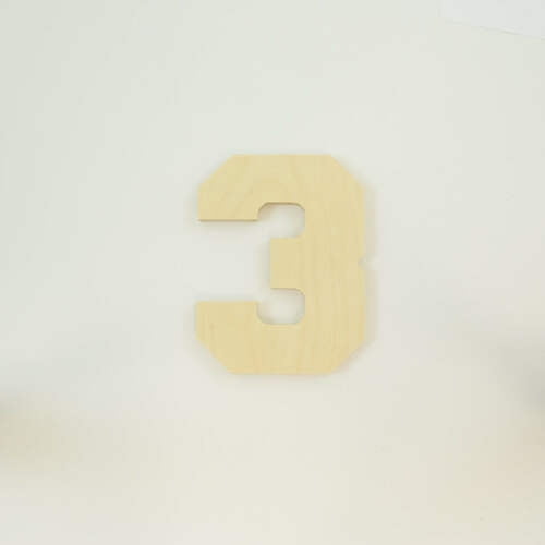 Package of 1, 8 Inch X 3/4" Baltic Birch "3" Plywood Numbers In The Collegiate Font | Thick For Art & Craft Project, Made in USA