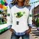 thumbnail image 1 of TaTaai Women's St Patrick's Day Fashion Long Sleeve Shirt, Color Block Round Neck, Casual Soft Fit for Holiday Casual Daily Outfits Gift, 1 of 5