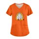 thumbnail image 1 of Camiseta rosa con cuello en V y temática de Halloween para mujer con un bonito diseño de fantasma y arcoíris, cómoda y casual, 1 of 3