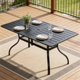 thumbnail image 2 of SOLAURA Outdoor Dining Table, 60" x 37"Outdoor Rectangular Metal Table with 1.57" Umbrella Hole, for Backyards, Porches, Gardens or Poolside, Black, 2 of 9