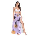 thumbnail image 2 of FORMRS Womens Beach Sarong Semi-Sheer Bikini Wrap Skirt Swimsuit Cover-ups, Light Purple Halloween Black Cat, 2 of 7