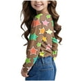 thumbnail image 4 of Baby Days YLSDY American Boys Long Sleeve Rash Guard Colorful Stars Girls Kids Swim Shirts Toddler Activewear T-Shirts Brown 4 Years, 4 of 8