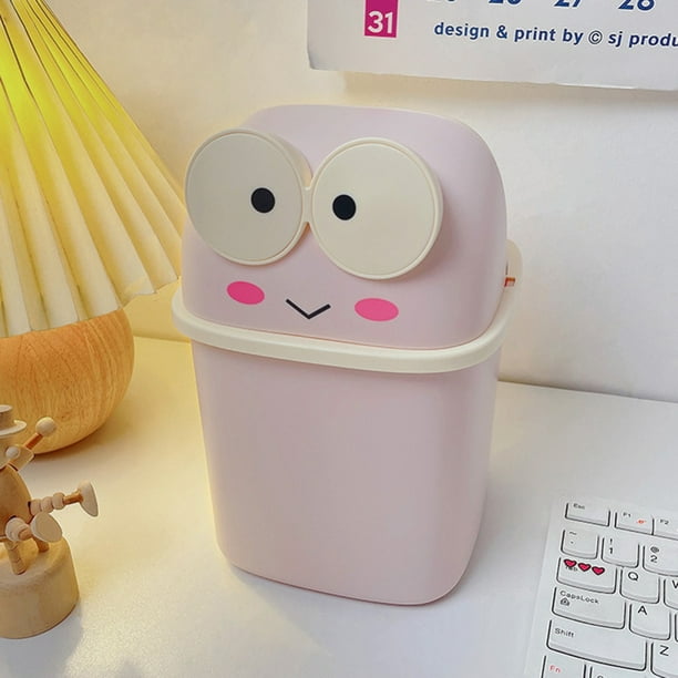Mini Cute Desktop Trash Can with Lid for Office Countertop, Small