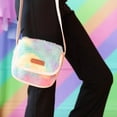 thumbnail image 6 of Jessica Simpson Designer Crossbody Shoulder Strap Purse with Magnetic Snap Closure for Going Out in Faux Fur Fuzzy Rainbow, 6 of 7