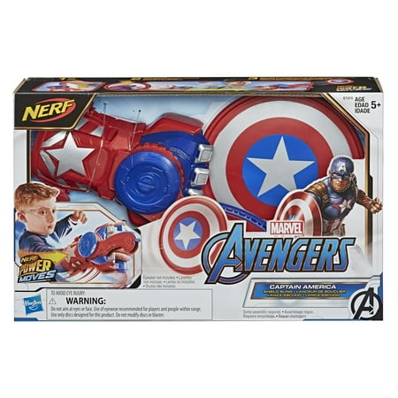 Nerf - Power Moves Marvel Avengers Captain America Shield Sling Disc-Launching Toy