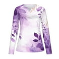 thumbnail image 3 of MaFYtyTPR Women's Long Sleeved Top Fashion Casual Printed Floral Small V-neck Loose T-Shirts for Women Dark Purple L, 3 of 3