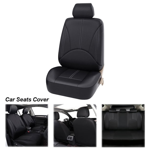 Fundas de Asiento de Cuero PU Yotijar Impermeable Negro 2 Piezas
