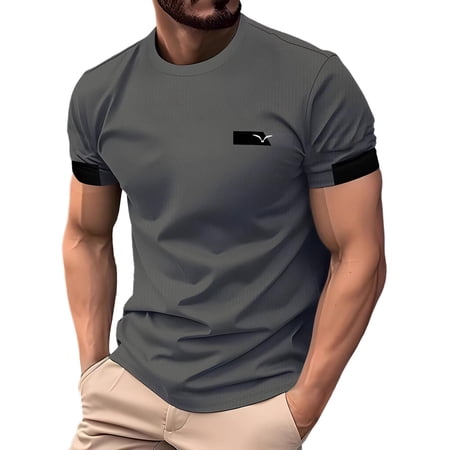 JTSRKL Men s Printed Mesh Breathable Shirts Crew Neck Casual Short Sleeve Regular Fit Tops Stylish Summer Workout Business Golf Tees Black XXXL