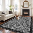 thumbnail image 2 of 5'x7' Area Rugs for Living Room Bedroom, Black Flowers Washable Rug Carpet Runner Indoor Outdoor, Spring Floral Farmhouse Retro Art Non Slip Floor Mats Area Rug for Kitchen, Nursery, 2 of 8