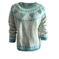 thumbnail image 4 of NAMTYQX Womens Long Sleeve Tops Loose Print Long Sleeve Warm Women's Pullover Sweaters Scoop Neck Cute Turquoise Size 3XL, 4 of 5