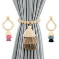thumbnail image 5 of Magnetic Curtain Tiebacks, Curtain Tie Backs for Curtains 2 Pack, Wood Bead Curtain Tiebacks with Tassel, Curtain Holders for Boho Bedroom Decor, Baby Nursery Decor, Farmhouse Decor, 5 of 6