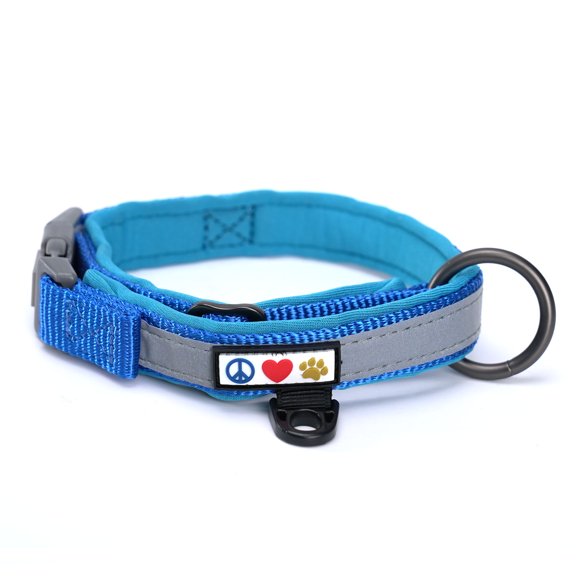 Pawtitas Martingale Padded Reflective Dog Collar Lumberjack Dog Collar Medium Blue