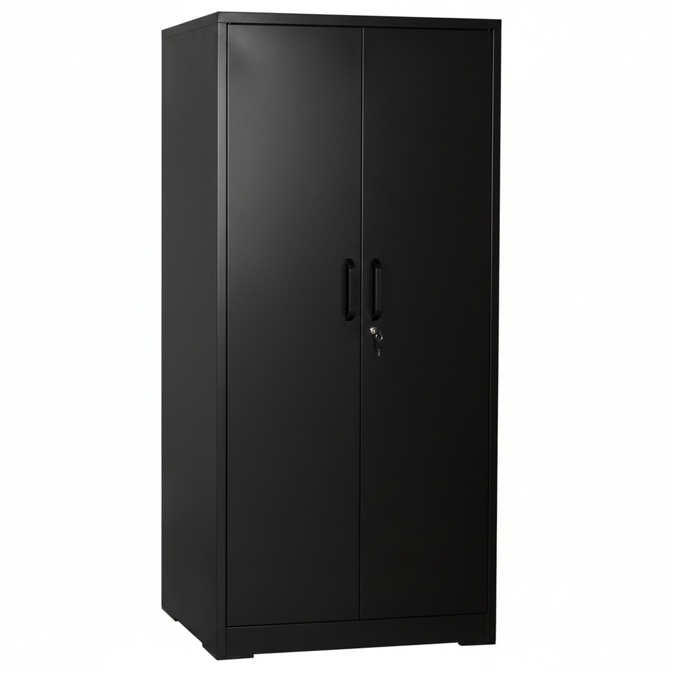 GDF Studio 71" Heavy-Duty Metal Storage Cabinet with Locking Doors & 4 Adjustable Shelves, Black