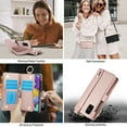 thumbnail image 7 of ELEHOLD For Samsung Galaxy A51 4G Phone Case Leather Crossbody Zipper Card Wallet Flip Case Kickstand Cover, with Ring Holder,Full Body Protection-Rosegold, 7 of 7