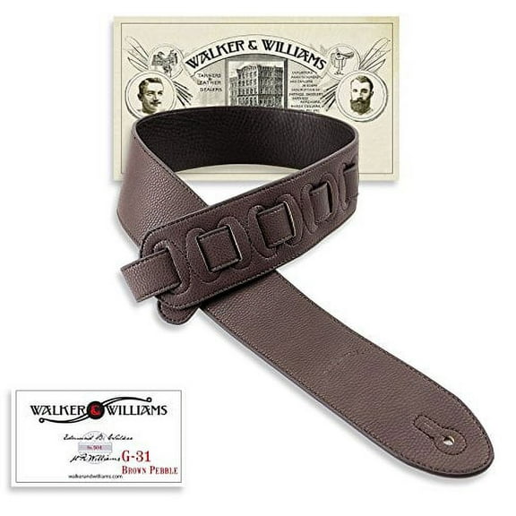Walker & Williams G-31 Cocoa Brown Pebble Texture Guitar Strap with Glove Leather Back