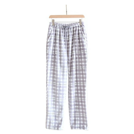 

Men’s Warm Drawstring Plaid Flannel Fleece Pajama Pants with Pockets Lounge Sleep Bottoms