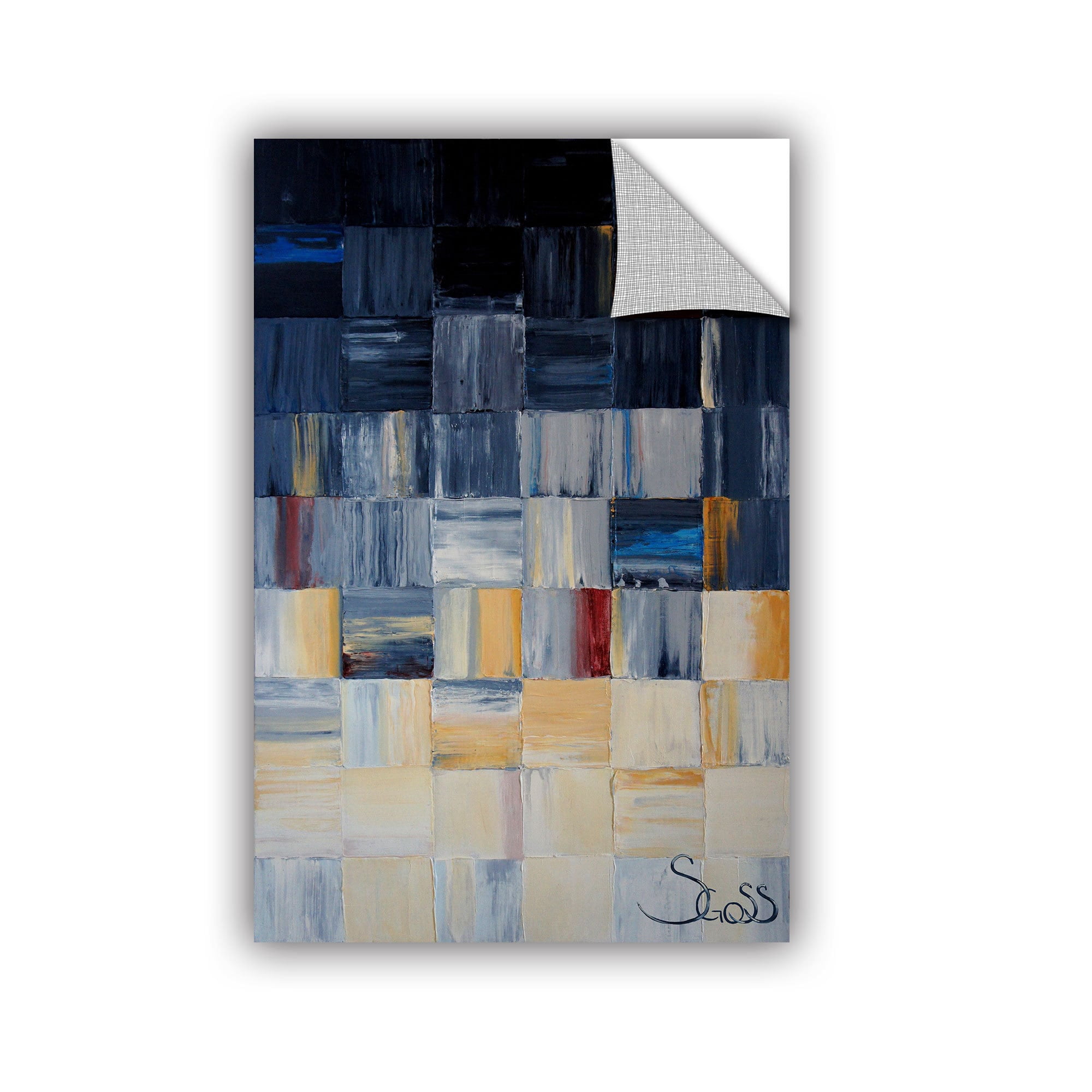 ArtAppealz Shiela Gosselin "Grey Squares" Removable Wall Art