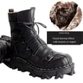 thumbnail image 3 of Botas de trabajo de cuero genuino para hombre, botas de combate militares, botas de moda Punk con calavera gótica, botas de motocicleta 50 Vintage, 3 of 5