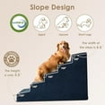 thumbnail image 4 of Dog Stairs 22.5”H, 5-Step Slope Dog Stairs for High Beds, Pet Steps with Non-Slip Bottom, Low Ramp and Larger Step Area,NavyNavy, 4 of 14