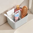 thumbnail image 5 of Gray Plastic Multi-Purpose Storage Box with Handle, Portable 4-Compartment Organizer for Pens, Cosmetics, Stationery, and Small Items, 5 of 6